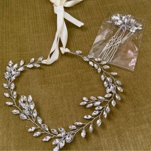Elegant Silver Leaf Hair Accessory hair vine and hair pins